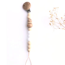Cargar imagen en el visor de la galería, Chupetero silicona y madera Beige y Blanco