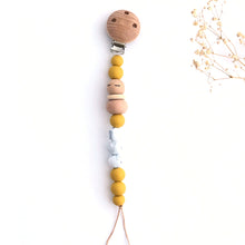 Cargar imagen en el visor de la galería, Chupetero silicona y madera Mostaza y Mármol