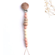 Cargar imagen en el visor de la galería, Chupetero silicona y madera Melocotón y Beige