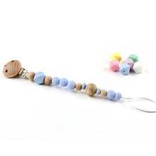 Cargar imagen en el visor de la galería, Chupetero madera y silicona azúl bebé