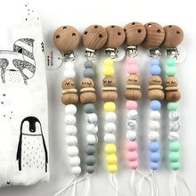 Cargar imagen en el visor de la galería, chupetero silicona y madera pestañitas