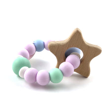 Cargar imagen en el visor de la galería, Mordedor estrella tonos lila, mint y azúl bebé