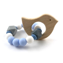 Cargar imagen en el visor de la galería, Mordedor Pajarito en tonos azúl y gris