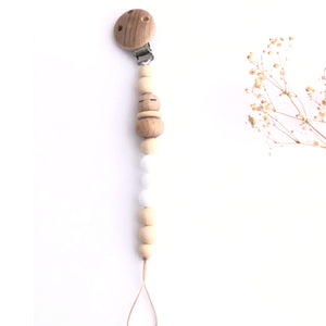 Chupetero silicona y madera Beige y Blanco