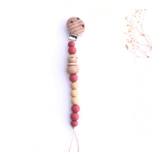 Chupetero silicona y madera -Pestañitas-