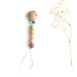 Chupetero silicona mini gris mostaza melotocon